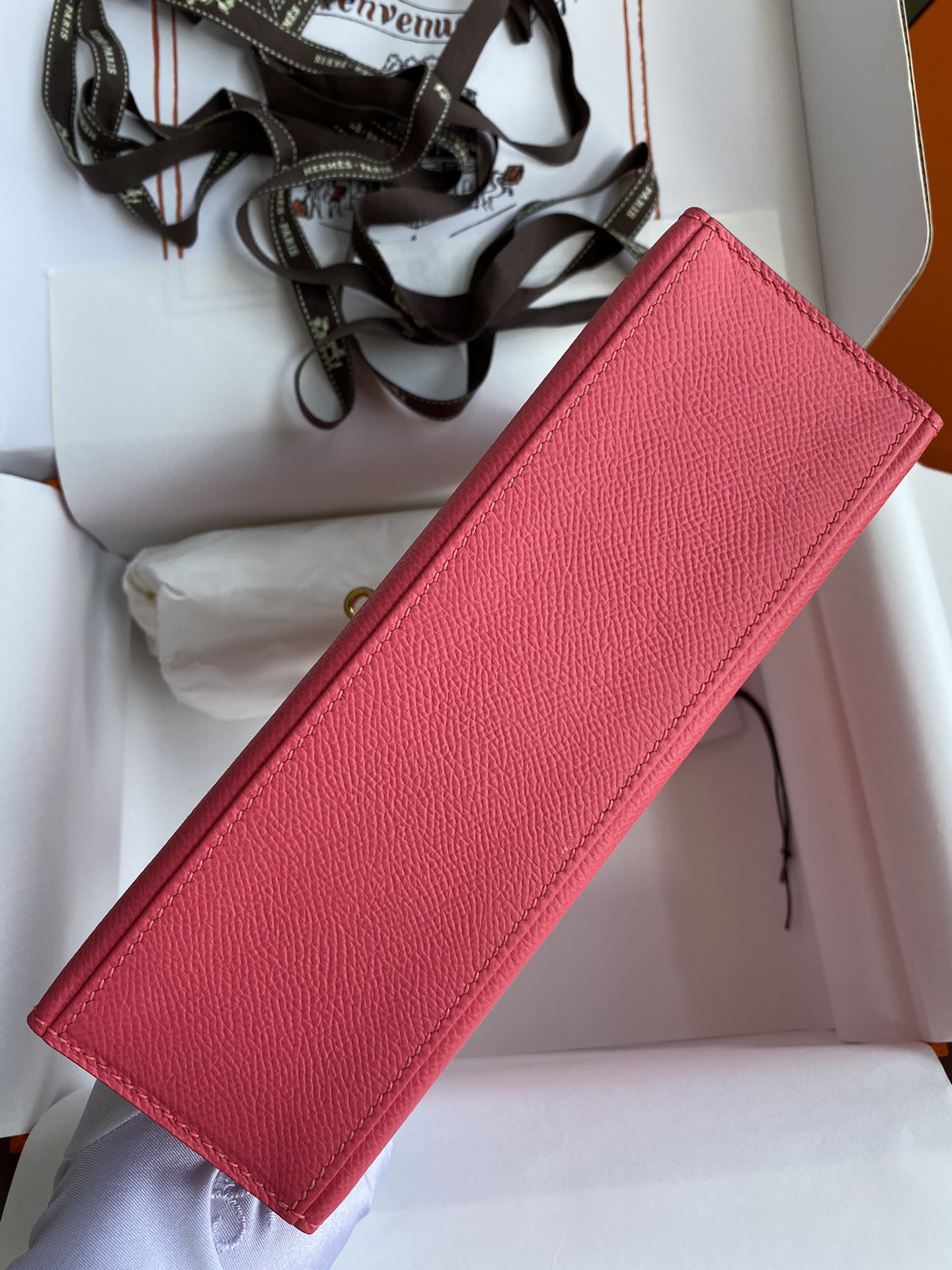 Hermes Mini Kelly Pochette 22cm Bag In Rose Red Epsom Leather